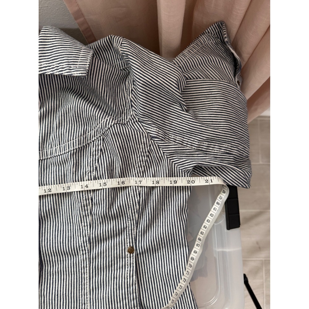 Live a Little Jacket Womens Large Blue Hickory Stripe Excellent Western Denim - Picture 6 of 7
